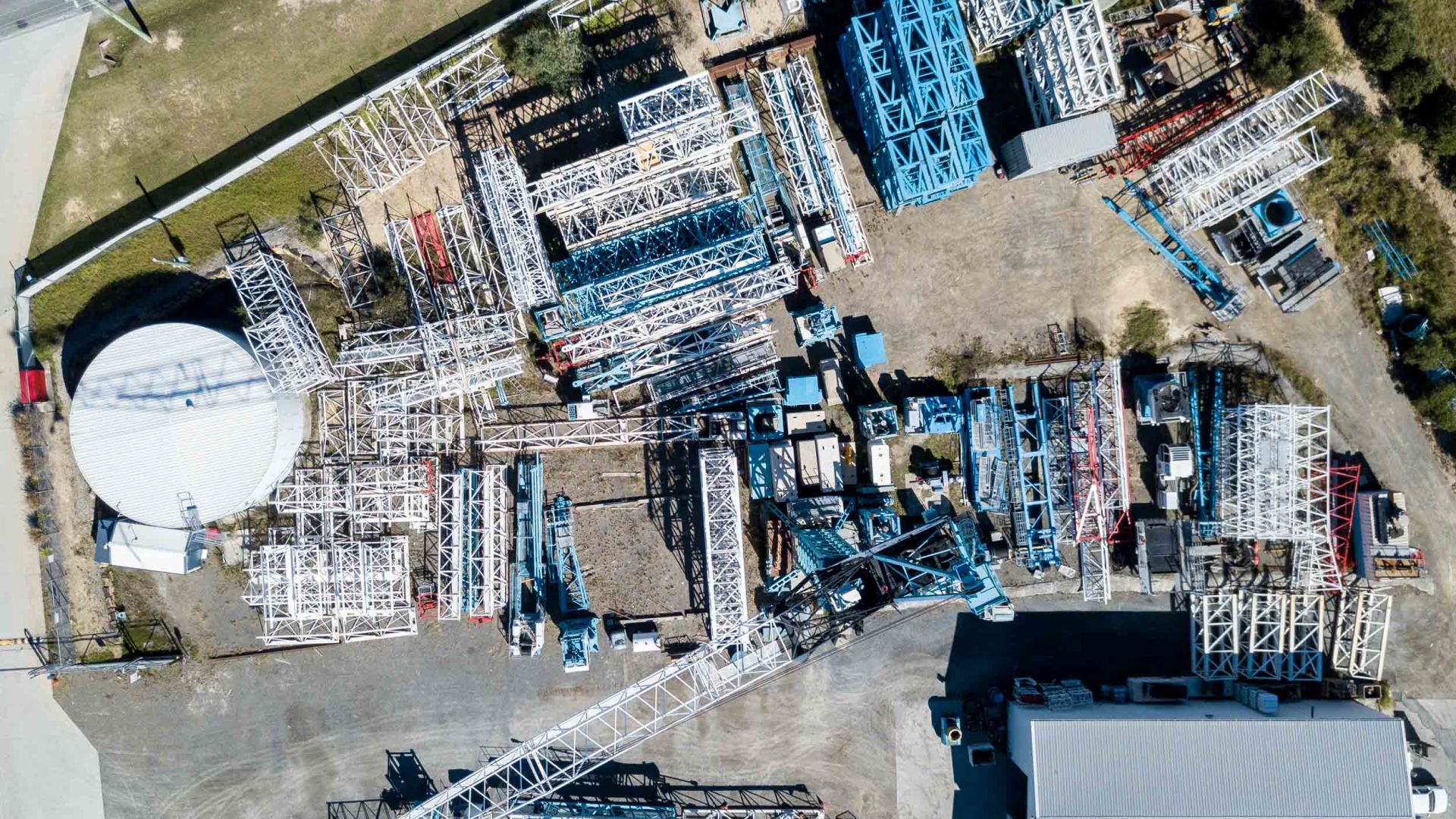 Aerial view of an active construction site